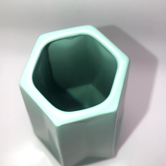 IKEA Älmhult Ceramic Decorative Vase Geometric Pastel Blue Turquoise Green 8” - Picture 4 of 8